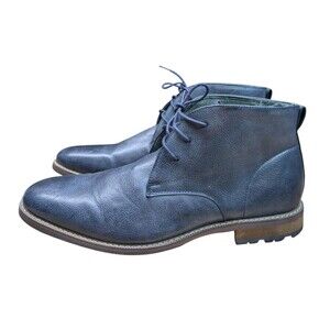 Todd Welsh Men's 10.5 D Navy Blue Chukka Boots Lace Up Rugged Lug Sole Ankle